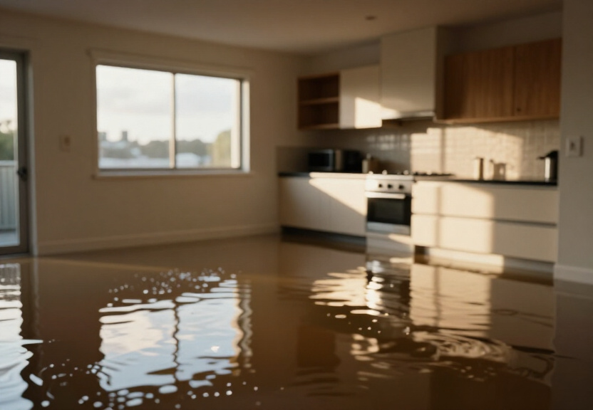 Flooded commercial space in Point Piper before repair